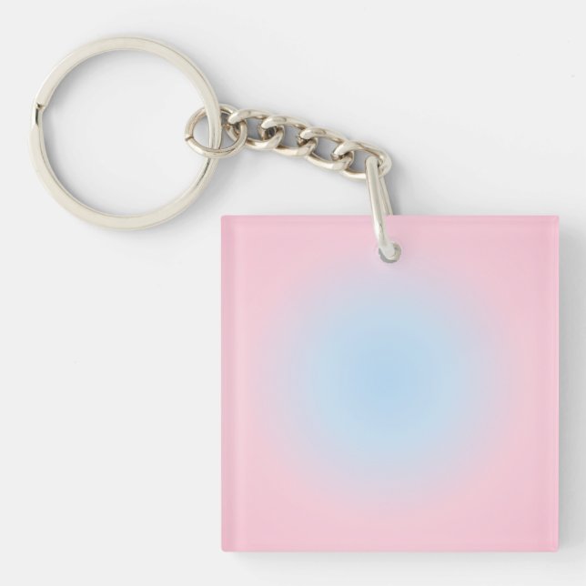 Libra Zodiac, Pink Blue Aura Gradient Key Ring (Front)