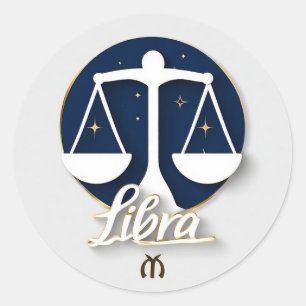 ⚖️ Libra Zodiac Scales Balance Symbol Minimal  Classic Round Sticker
