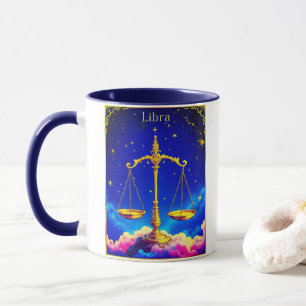 Libra Zodiac Scales in a Star-Filled Sky Mug