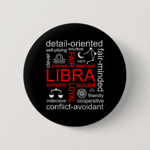 Libra Zodiac Sign 6 Cm Round Badge