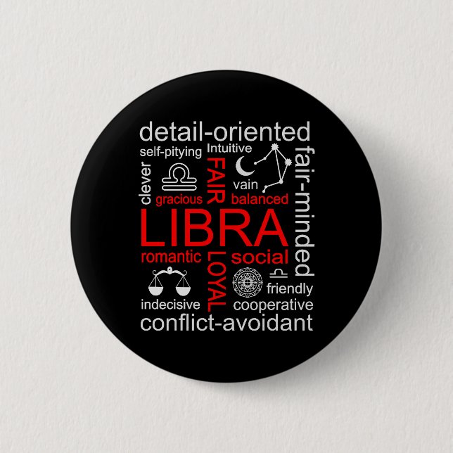 Libra Zodiac Sign 6 Cm Round Badge (Front)