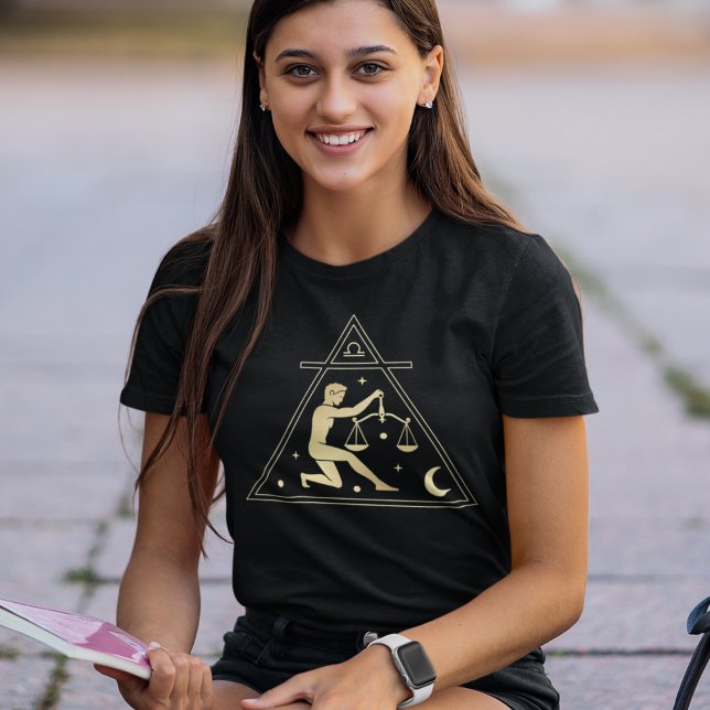 Libra Zodiac Sign Air Element in Gold T-Shirt (Creator Uploaded)