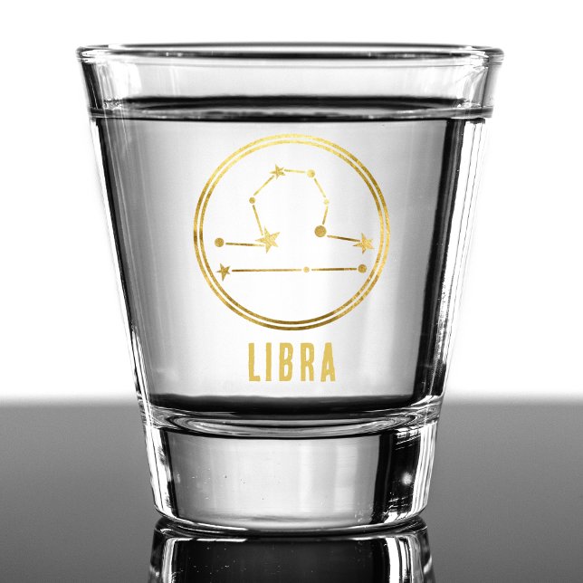 Libra Zodiac Sign Astrology Horoscope Gold Shot Glass (gold libra zodiac sign shot glass)
