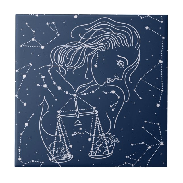 Libra zodiac sign ceramic tile (Front)