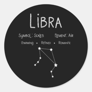 Libra Zodiac Sign Constellation Astrology Gift Classic Round Sticker