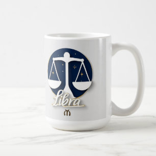Libra Zodiac Sign Icon with Balanced Scales Coffee Mug