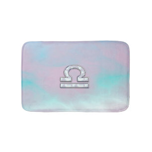 Libra Zodiac Sign Mother of Pearl Style Bath Mat
