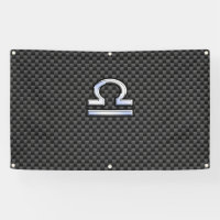 Libra Zodiac Sign on Black Carbon Fibre Print
