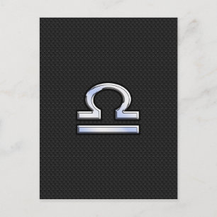Libra Zodiac Sign on Black Snake Skin Decor Postcard