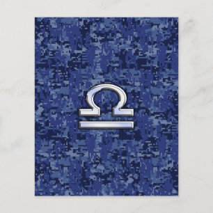 Libra Zodiac Sign on blue digital camo Flyer