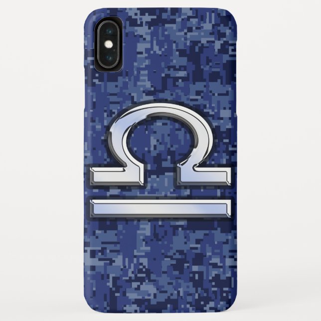 Libra Zodiac Sign on Blue Digital Camouflage Case-Mate iPhone Case (Back)