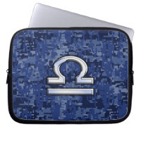 Libra Zodiac Sign on Blue Digital Camouflage
