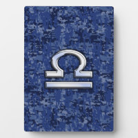 Libra Zodiac Sign on Blue Digital Camouflage