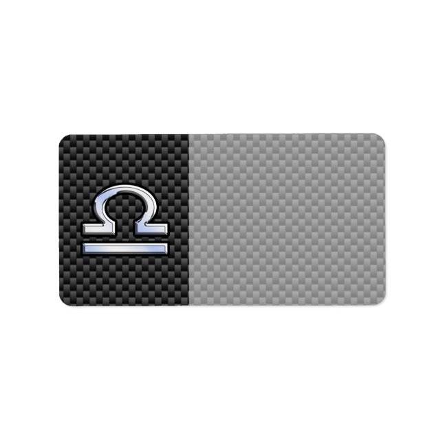 Libra Zodiac Sign on Carbon Fibre Print Label (Front)