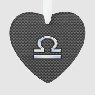 Libra Zodiac Sign on Carbon Fibre Style Ornament