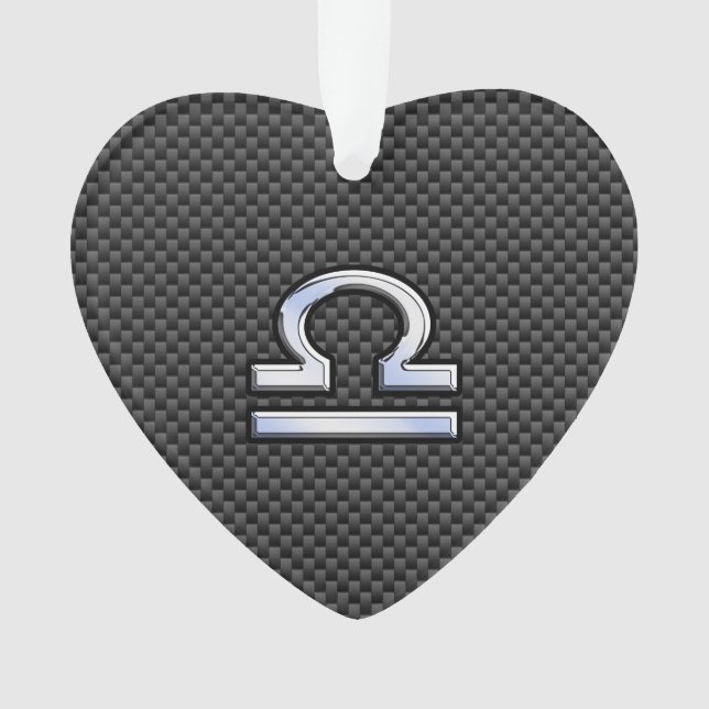 Libra Zodiac Sign on Carbon Fibre Style Ornament (Front)