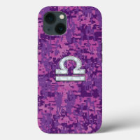 Libra Zodiac Sign on Fuchsia Camo