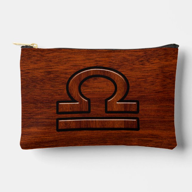 Libra Zodiac Sign on Mahogany Brown Style Print Accessory Pouch (Front)