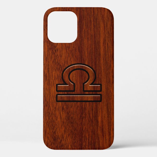 Libra Zodiac Sign on Mahogany Style Case-Mate iPhone Case (Back)