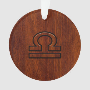 Libra Zodiac Sign on Mahogany Style Decor Ornament