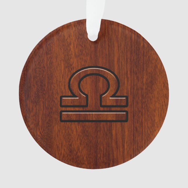 Libra Zodiac Sign on Mahogany Style Decor Ornament (Front)