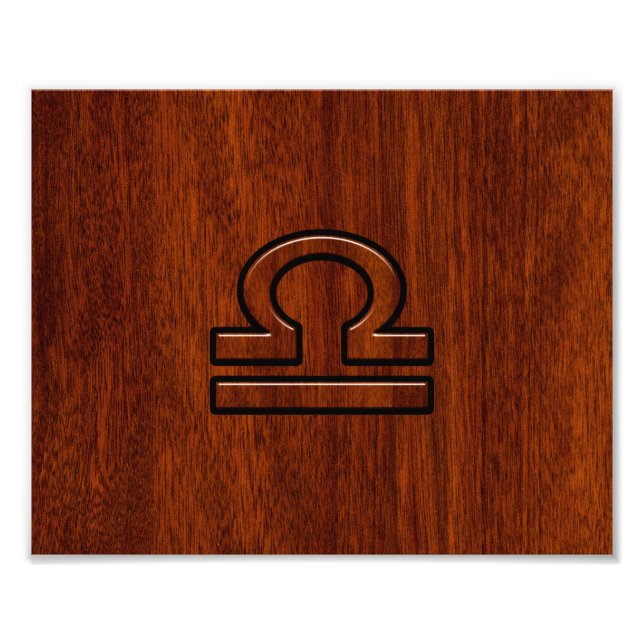 Libra Zodiac Sign on Mahogany Style Print (Front)
