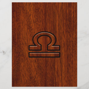 Libra Zodiac Sign on Mahogany Style Print Flyer