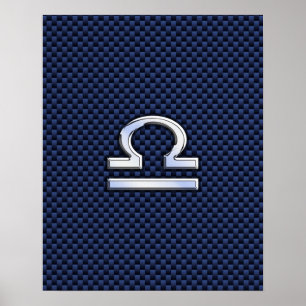 Libra Zodiac Sign on Navy Blue Carbon Fibre