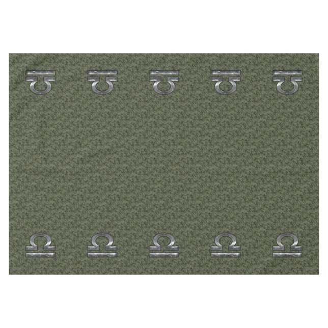 Libra Zodiac Sign on olive green digital camo Tablecloth (Front (Horizontal))