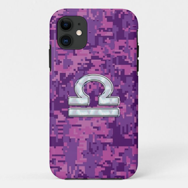 Libra Zodiac Sign on Pink Digital Camo Case-Mate iPhone Case (Back)