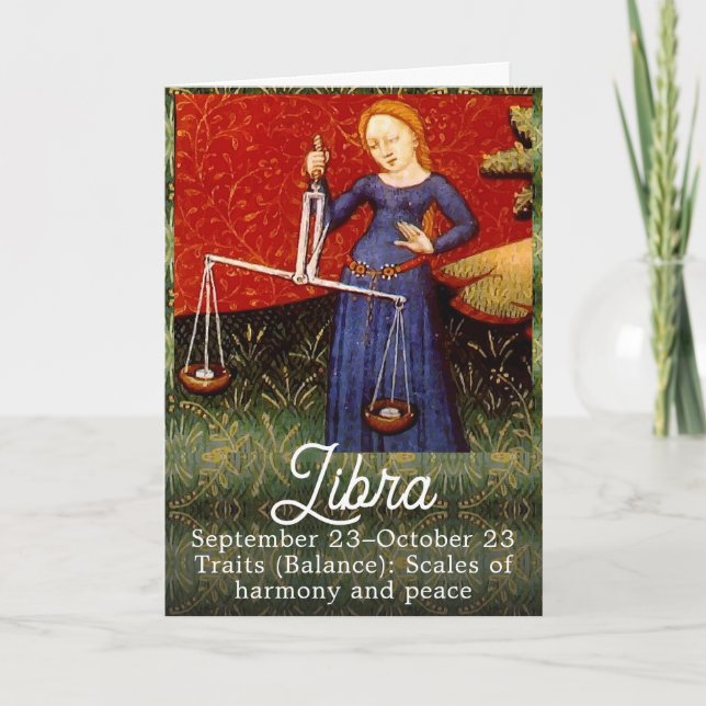 Libra Zodiac Sign Scales Birthday Party Card (Front)