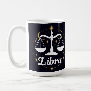 Libra Zodiac Sign Symbol with Stars and Scales Coffee Mug