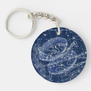 Libra Zodiac Sign Vintage Illustration Key Ring