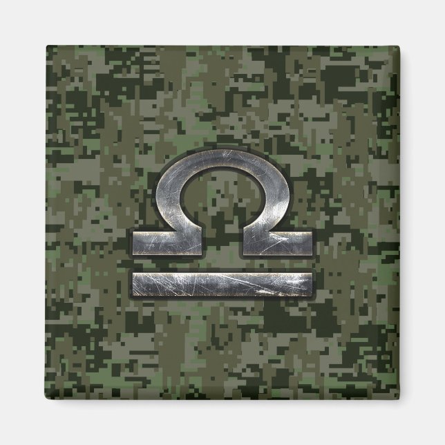Libra Zodiac Sign Woodland Digital Camouflage Magnet (Front)