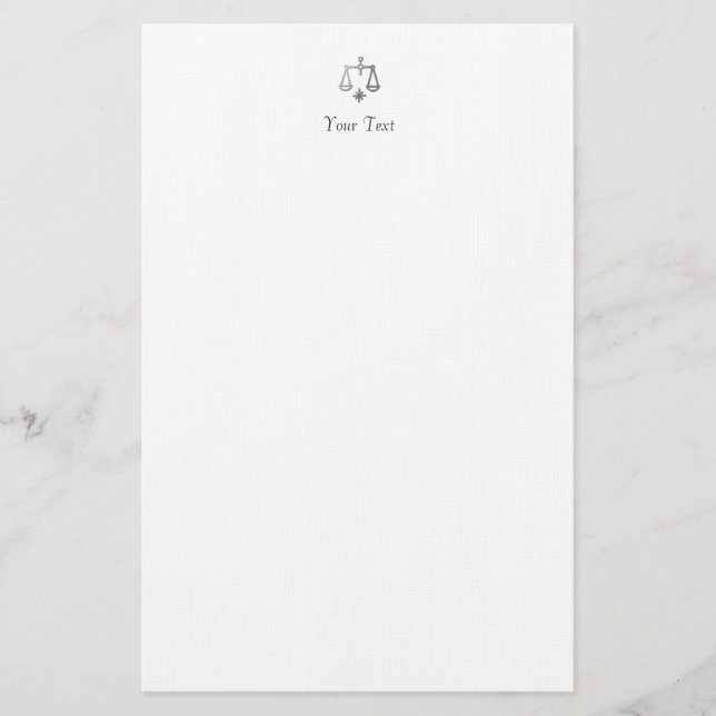 Libra Zodiac Star Sign In Light Silver Stationery (Front)