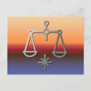 Libra Zodiac Star Sign Orange Sunrise Sunset Postcard