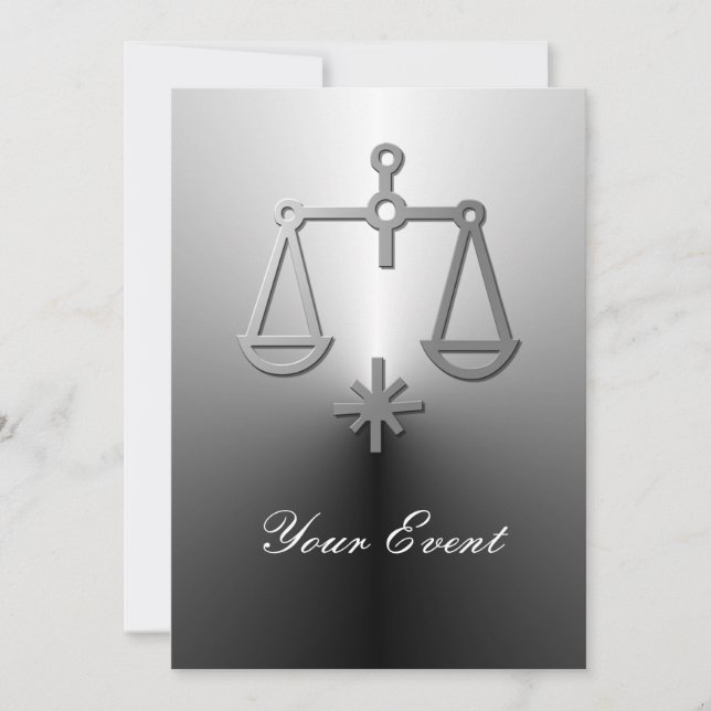 Libra Zodiac Star Sign Silver Party Invitation (Front)