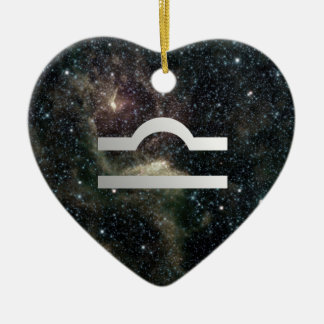 Libra Zodiac Star Sign Universe Birthday Heart Ceramic Ornament