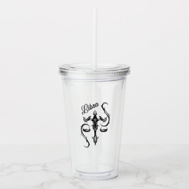 Libra Zodiac Symbol Acrylic Tumbler (Front)