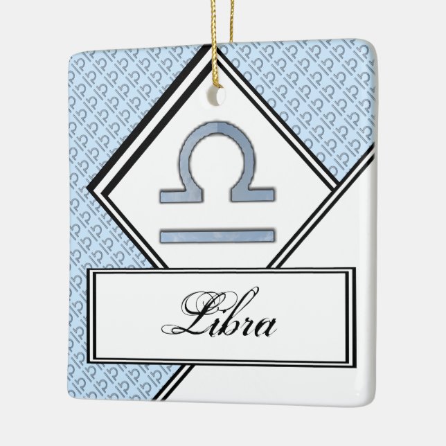 Libra Zodiac Symbol Element by Kenneth Yoncich Ceramic Tree Decoration (Left)