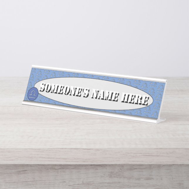 Libra Zodiac Symbol Element by Kenneth Yoncich Desk Name Plate (Front)