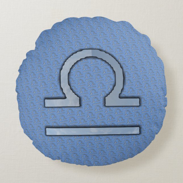 Libra Zodiac Symbol Element by Kenneth Yoncich Round Cushion (Front)