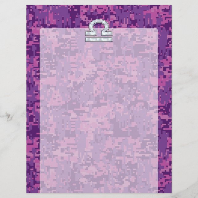 Libra Zodiac Symbol Fuchsia Pink Digital Camo (Front)