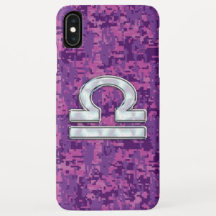 Libra Zodiac Symbol Fuchsia Pink Digital Camo iPhone XS Max Case