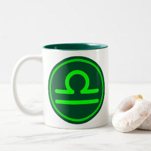 Libra Zodiac Symbol Green Mix Two-Tone Coffee Mug