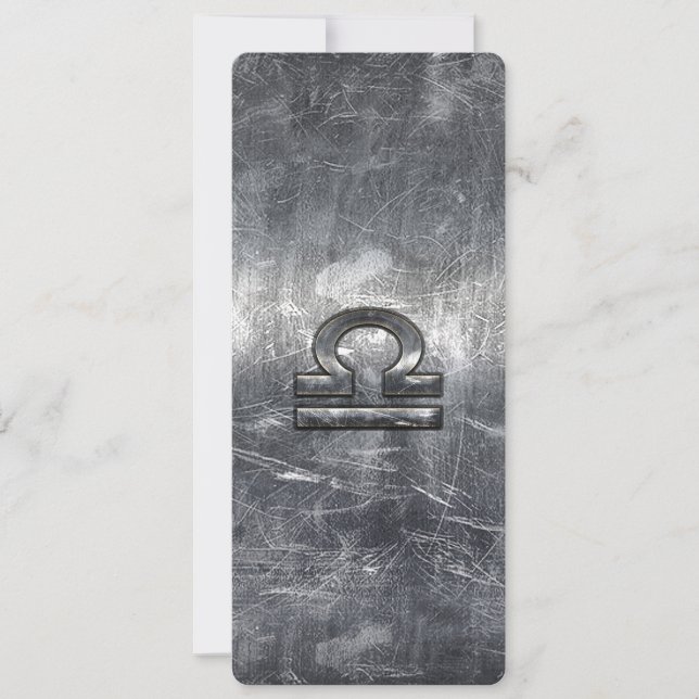 Libra Zodiac Symbol in silver grunge steel style (Front)