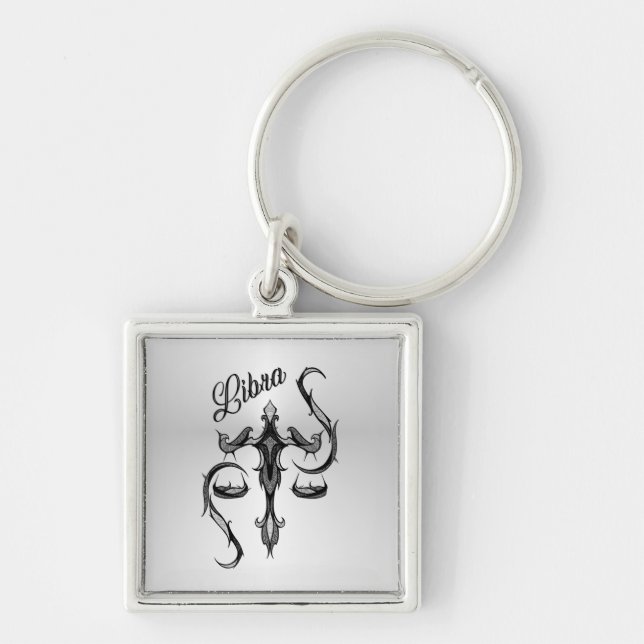 Libra Zodiac Symbol Key Ring (Front)