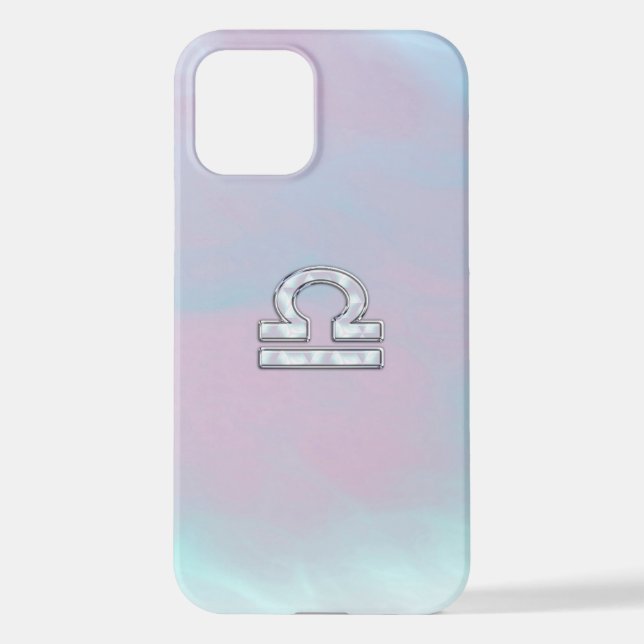 Libra Zodiac Symbol Mother of Pearl Style iPhone Case (Back)