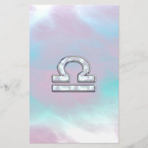 Libra Zodiac Symbol Mother of Pearl Style Stationery