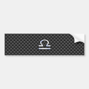 Libra Zodiac Symbol on Carbon Fibre Decor Bumper Sticker